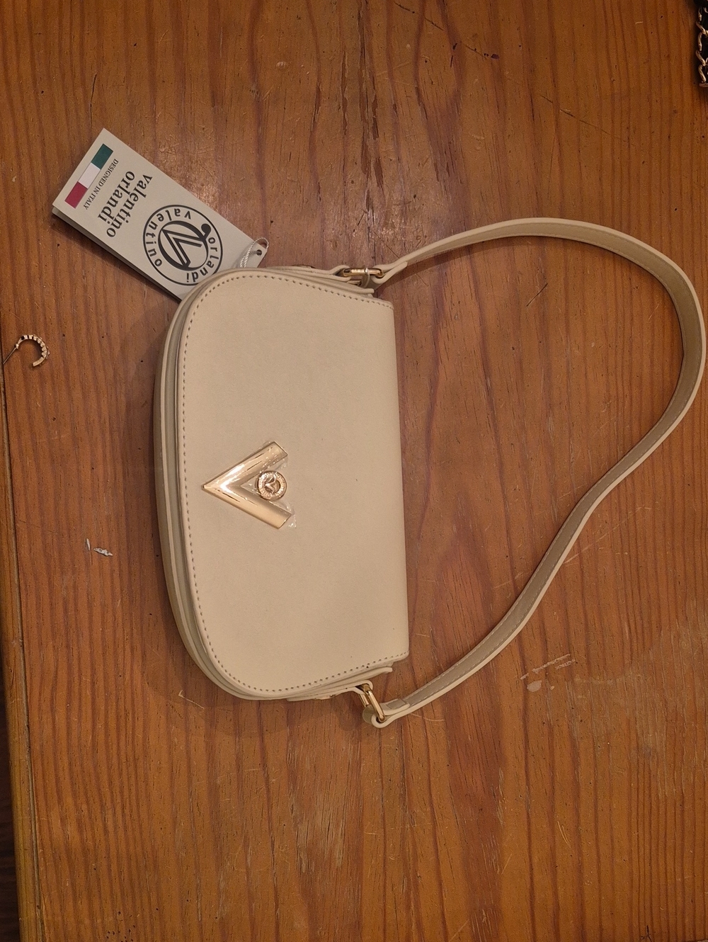 NWT Valentino Cream Shoulder Bag with Gold Hardware